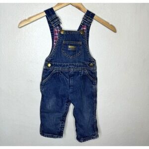 Vtg Oshkosh B'Gosh Vestbak Flannel Lined Bib Overalls Girls 24 Months Baby Denim